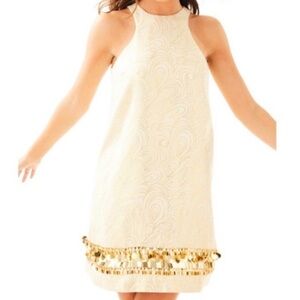 Lilly Pulitzer Diedra Metallic Gold Silk Dress